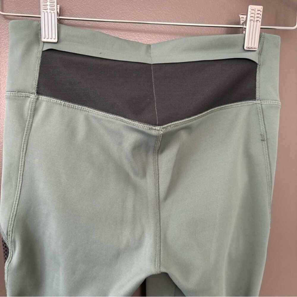 Nike Dri-Fit GREEN & Black Power Window Pane Tights Running Pro Leggings Size S - Picture 7 of 9